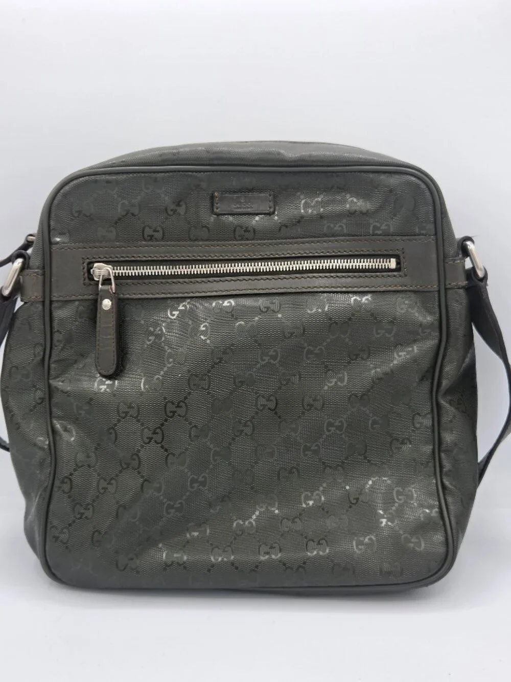 Gucci GG Imprime Medium Messenger Bag | Olive Green Monogram | Authentic
